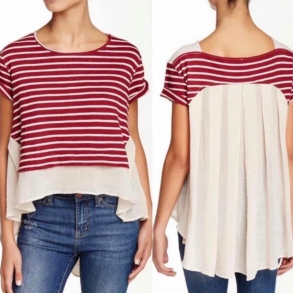 Free People French Kiss High Low Stripe Top